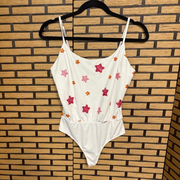 TCEC White Sequin Star Bodysuit Size Small - Picture 1 of 8